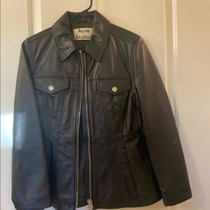 Acne Studios Black Leather Jacket 38 or US 6